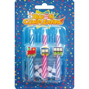 Candeline per torta trenino cm. 8 - Blister 6 candele