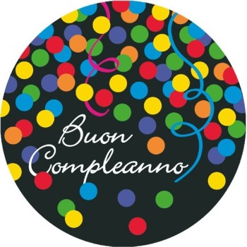 Piatti carta Cm. 24 Buon Compleanno Pois - Confezione 10 pezzi