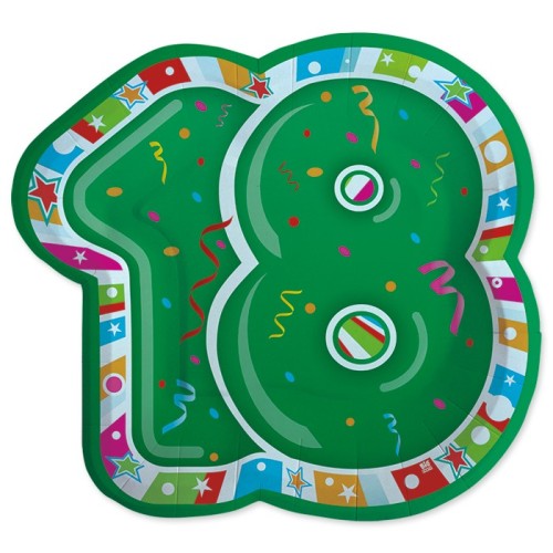Piatti carta sagomati Cm. 21x25 - 18 anni - Confezione 8 pezzi