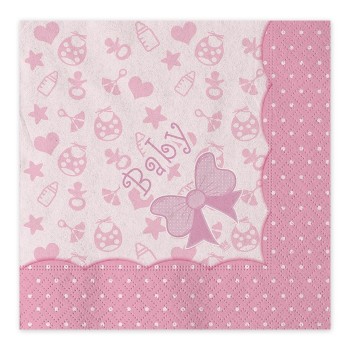 Tovaglioli carta cm. 33x33 - Baby Girl Rosa - Confezione 16 pezzi