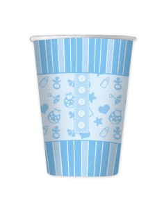 Bicchieri carta 200 cc. - Baby Boy Celeste - Confezione 8 pezzi