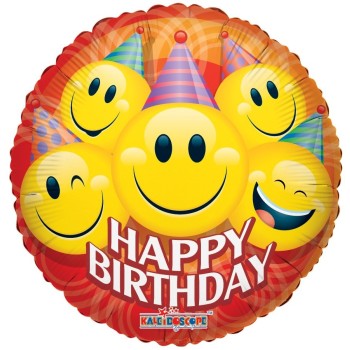 Palloncino mylar rotondo Happy Birthday Smile cm. 45