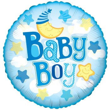 Palloncino mylar rotondo Baby Boy celeste cm. 60