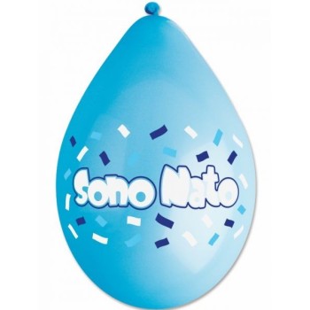 Palloncini stampati Sono Nato celeste - Blister 20 pezzi