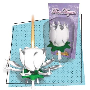 Candela per torta fiore musicale bianca