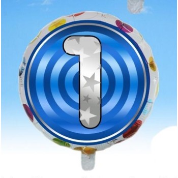 Palloncino mylar rotondo "Number" Cm. 45 - Nr. 1
