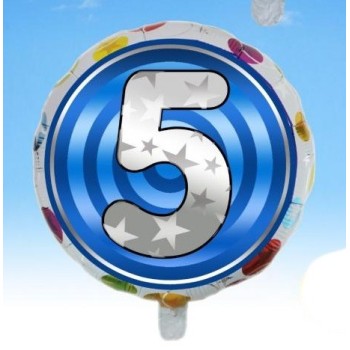 Palloncino mylar rotondo "Number" Cm. 45 - Nr. 5