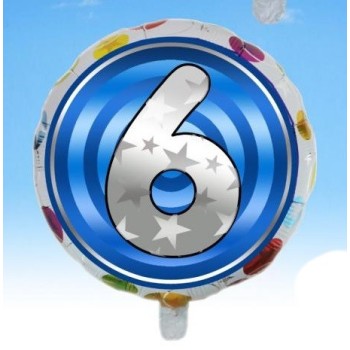Palloncino mylar rotondo "Number" Cm. 45 - Nr. 6