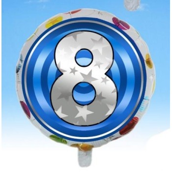 Palloncino mylar rotondo "Number" Cm. 45 - Nr. 8