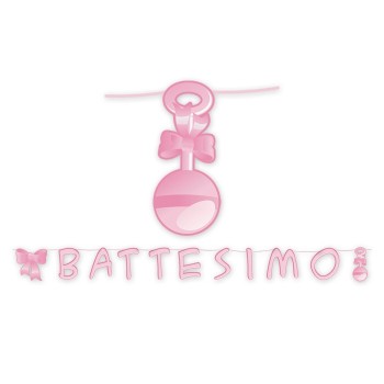 Festone scritta Battesimo rosa Mt. 6