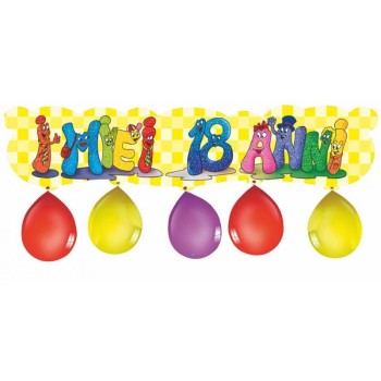 Festone cartellone I miei 18 anni con palloncini