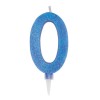 Candelina per torta glitterata blu Cm. 15 - Nr. 0