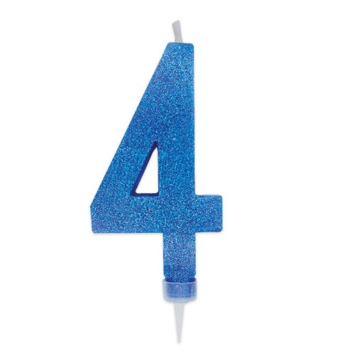Candelina per torta glitterata blu Cm. 15 - Nr. 4