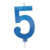 Candelina per torta glitterata blu Cm. 15 - Nr. 5