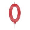 Candelina per torta glitterata maxi rossa Cm. 15 - Nr. 0