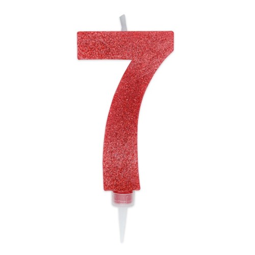 Candelina per torta glitterata maxi rossa Cm. 15 - Nr. 7