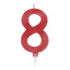 Candelina per torta glitterata maxi rossa Cm. 15 - Nr. 8