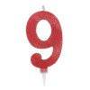 Candelina per torta glitterata maxi rossa Cm. 15 - Nr. 9