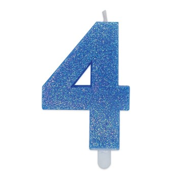 Candelina per torta glitterata blu Cm. 9 - Nr. 4