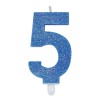 Candelina per torta glitterata blu Cm. 9 - Nr. 5