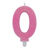 Candelina per torta glitterata rosa Cm. 9 - Nr. 0