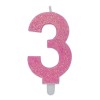 Candelina per torta glitterata rosa Cm. 9 - Nr. 3