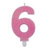 Candelina per torta glitterata rosa Cm. 9 - Nr. 6