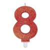 Candelina per torta glitterata rossa Cm. 9 - Nr. 8