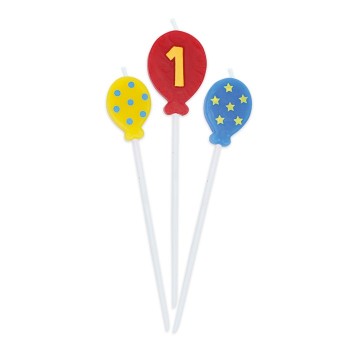 Candeline per torta palloncini con numero - Blister 3 pezzi - Nr. 1
