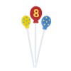 Candeline per torta palloncini con numero - Blister 3 pezzi - Nr. 8