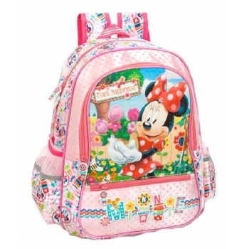Zaino scuola deluxe Minnie 3 zip Cm. 39x32x13 con effetto prismatico
