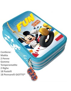 Astuccio completo 3 zip Topolino - Pennarelli Giotto