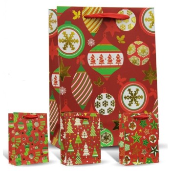 Busta regalo shopper natalizia glitter Icon Cm. 44x33x13