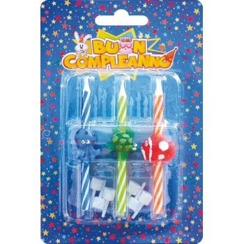 Candeline per torta animali marini cm. 8 - Blister 6 candele