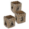 Portatealight natalizio in legno naturale traforato cm. 7x7x8