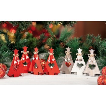 Portatealight albero di Natale in legno Cm. 10x15