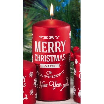 Candela cera metallizzata Merry Christmas Cm. 7,5x15