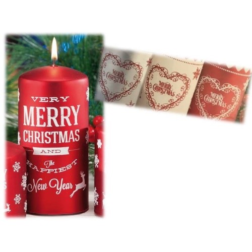 Candela cera metallizzata Merry Christmas Cm. 7,5x15