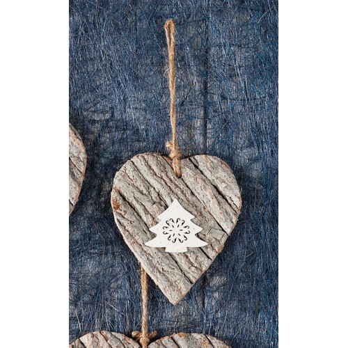 Decorazione in legno natalizia cuore Cm. 16x20