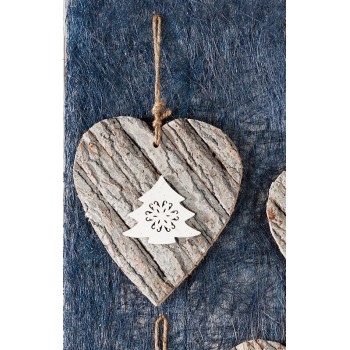 Decorazione in legno natalizia cuore Cm. 22x25