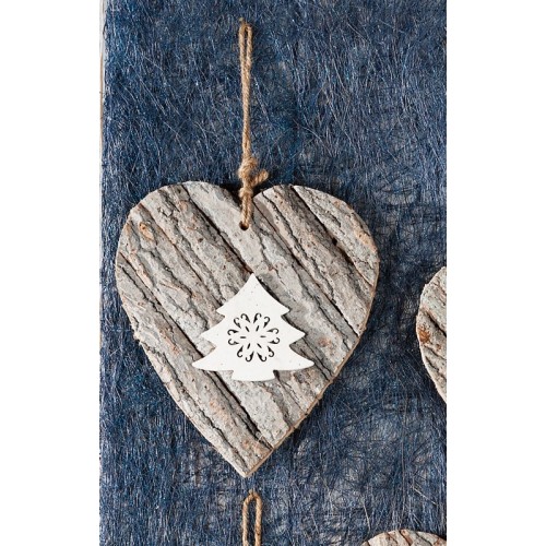 Decorazione in legno natalizia cuore Cm. 22x25