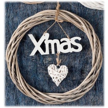 Ghirlanda in salice naturale XMAS Diametro Cm. 31