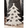Albero di Natale in legno con palline argentate Cm. 53x25x74