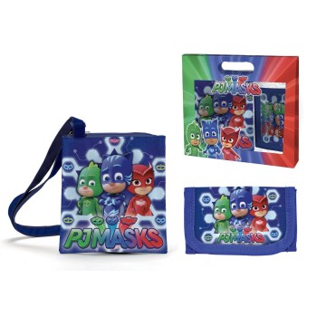 Set regalo borsetta trasversale piatta e portafoglio PJMasks