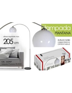 Lampada da terra piantana con base marmo e cupola bianca H. max Cm. 205