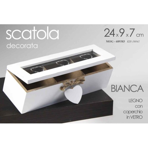 Sscatola legno portatutto 3 scomparti Cm. 24x9x7