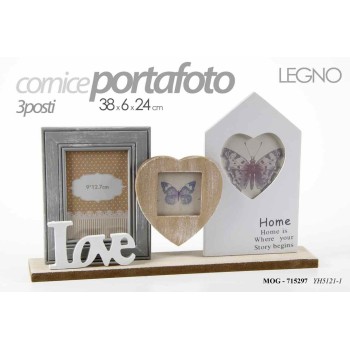 Portafoto multifoto 3 foto in legno Home & Love Cm. 38x24