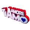 Scritta polistirolo sagomata "Amore ti amo" rossa Cm. 14x35x5