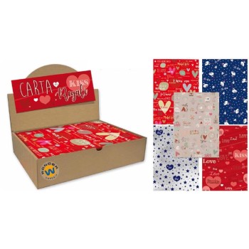 Carta da regalo Love patinata High Quality Cm. 100x70 - Expo 100 fogli assortiti