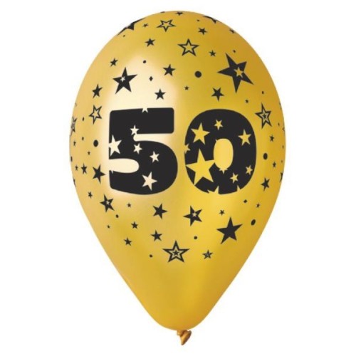 Palloncini lattice grandi cm. 30 oro metallizzato "50" - Blister 5 pezzi